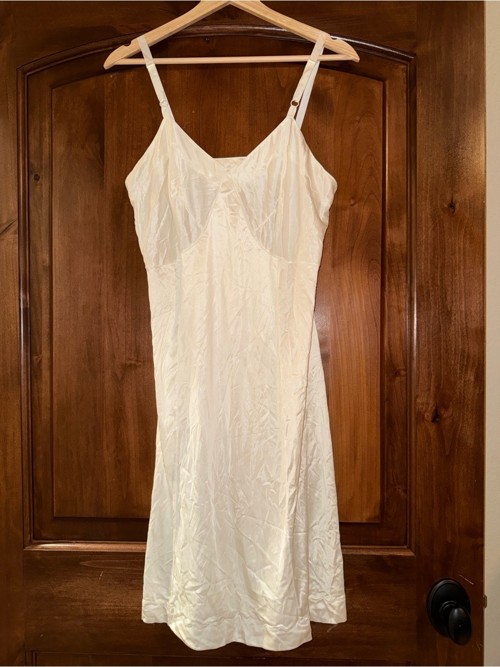 Vintage White Satin Slip Dress / Full Slip – No Size Tag